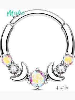 316L Stainless Steel Moon Phase Septum Ring 16G Clicker Body Jewelry